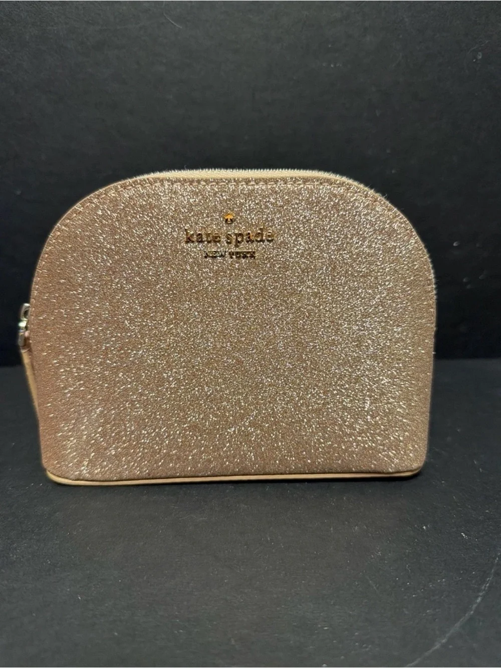 kate spade glitter dome cosmetic pouch - rose shimmer